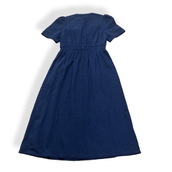 Boden Women’s Trim Double Cloth Dress Navy Blue Sz 10P Midi Romantic Cottagecore - Picture 11 of 16